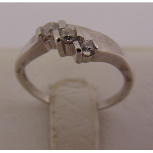 9ct white gold three stone diamond ring, approx total weight...