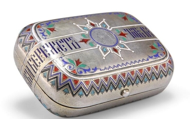 A 19TH CENTURY RUSSIAN SILVER AND ENAMEL SNUFF BOX