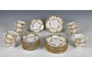 A 19th century English porcelain part tea service, decorated...