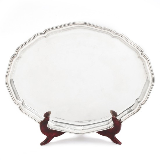 A 20th century silver tray. No maker's mark. Weight app. 1790 gr. L. 56. W. 44 cm.
