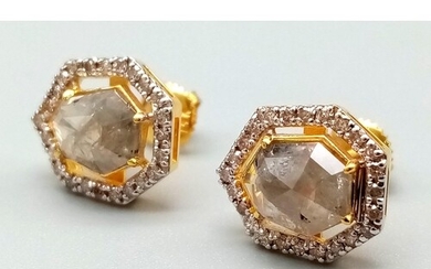 A 2.30ct Pair of Yellow Diamond Stud Earrings in 14k Gold -w...