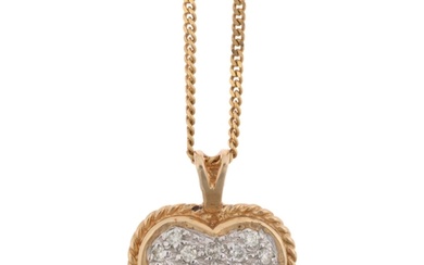 A 9ct gold diamond heart pendant necklace, pave set with mod...