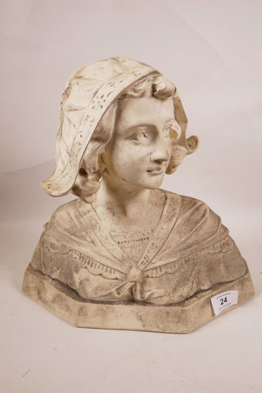 A C19th decorative bust of a Dutch lady in traditional dress...
