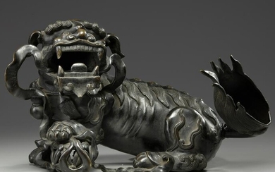 A CHINESE BRONZE BUDDHIST LION, CHINA, 19TH CENTURY