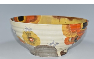 A CLARICE CLIFF BIZARRE BOWL, in Rhodanthe pattern, the ribb...