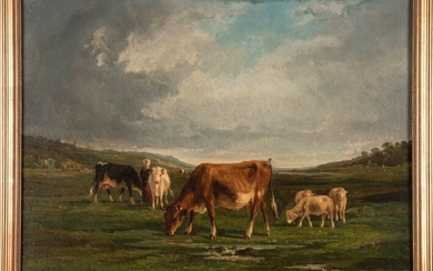 A CORTAIX Vaches au pré Huile sur toile 50 x 65 cm