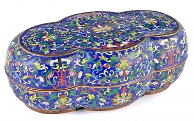 A Chinese Lobed Cloisonne Box and Cover