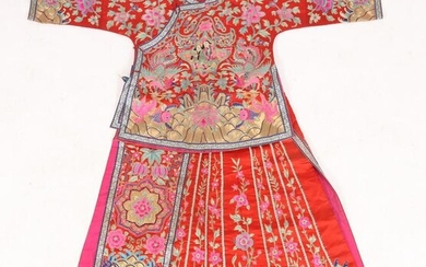 A Chinese Silk Robe and Matching Skirt