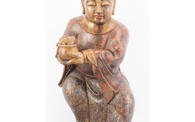 A Chinese gilt and lacquer painted carved wood figure, 20th ...
