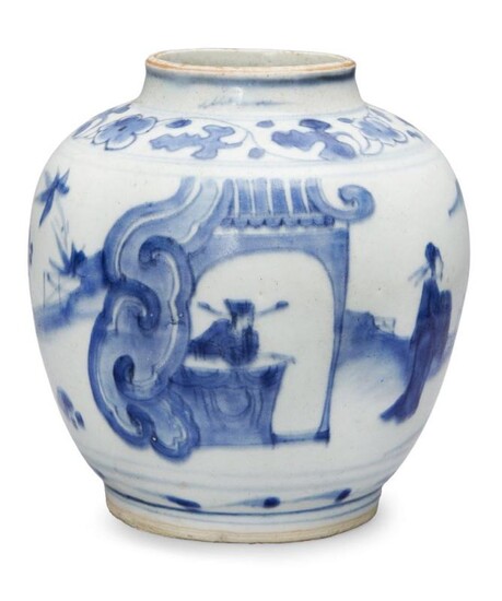 A Chinese porcelain jar, 17th century, painted...