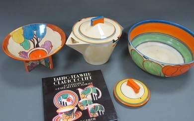 A Clarice Cliff 'Bizarre' Conical Bowl, painted in the 'Summ...