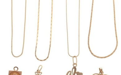 A Collection of Charms & Chains in Gold