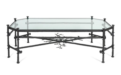 A Contemporary Bronze and Glass Cocktail Table Height