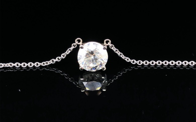 A DIAMOND SINGLE STONE PENDANT. THE ROUND BRILLIANT CUT DIAMOND IN A FOUR CLAW SETTING. MEASUREMENTS