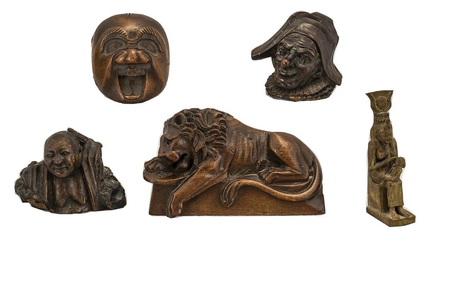 A Fine Collection of Five Small Antique Wood Carvings a fine...