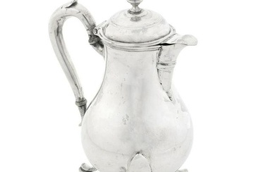 A French silver hot milk jug maker's mark rubbed, Paris 1840-79, stamped 1st standard for export