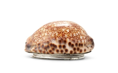 A GEORGE III SCOTTISH PROVINCIAL SILVER MOUNTED COWRIE SHELL SNUFF BOX BY JOHN CONFUTE