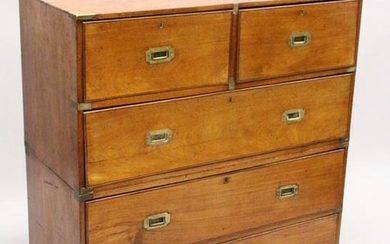 A GOOD 19TH CENTURY TWO PIECE MILITARY CHEST with two