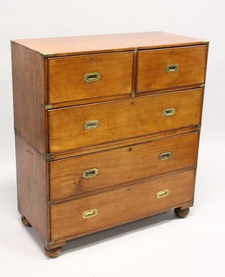 A GOOD 19TH CENTURY TWO PIECE MILITARY CHEST with two