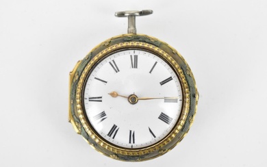 A George III shagreen and silver pair cased pocket...