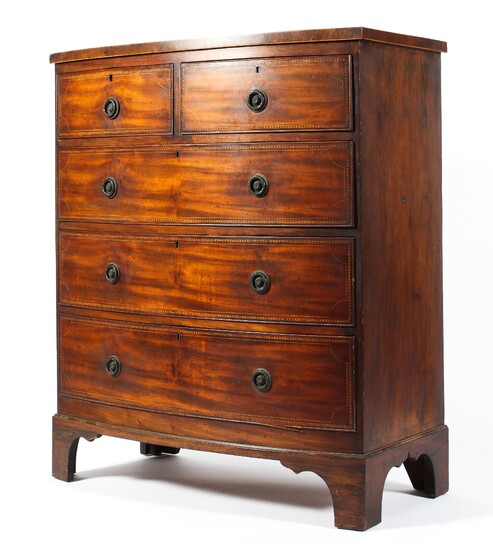 A Georgian mahogany bow front chest of drawers, early 19th century