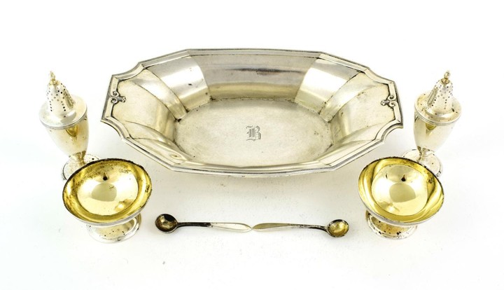 A Group of American Silver, comprising: a condiment set by...