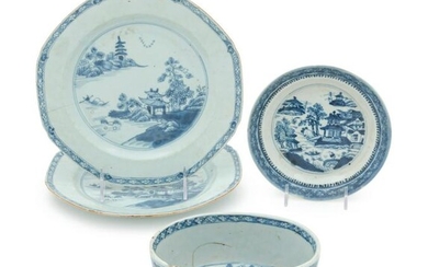 A Group of Four Chinese Export Blue and White Porcelain
