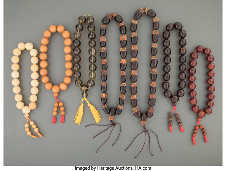 A Group of Seven Strands of Chinese Prayer Beads
