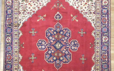 A HANDKNOTTED PURE WOOL CENTRE MEDALLION PERSIAN MASHAD ROOM SIZE