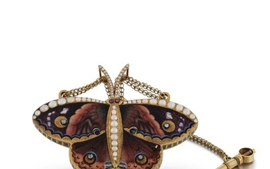 A JEWELLED GOLD AND ENAMEL AUTOMATON CASE IN THE SHAPE OF A BUTTERFLY, GENEVA, 1815-1820