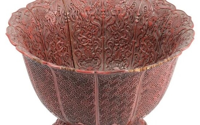 A Japanese Edo Cinnabar lacquer center bowl on