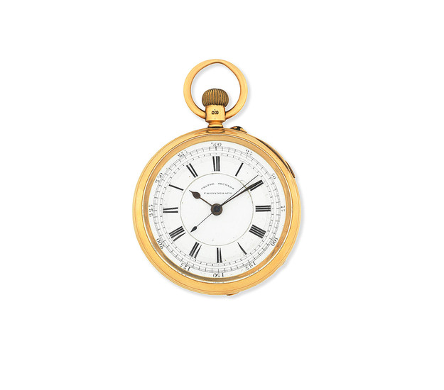 A. Livingstone, Manchester. An 18K gold keyless wind open face pocket watch with start/stop seconds