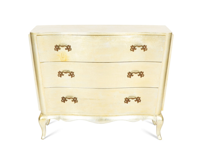 A Louis XV Style Gilt Metal-Mounted Silvered Secretaire Commode