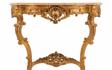 A Louis XV Style Giltwood Console Height 36 x length 48