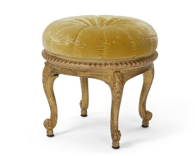 A Louis XV style giltwood circular tabouret