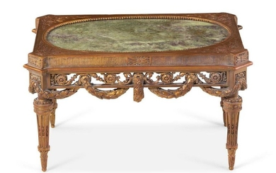 A Louis XVI Style Parcel Gilt Low Table