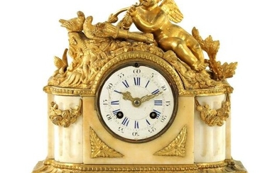 A MID 19TH CENTURY FRENCH ORMOLU AND WHITE MARBLE