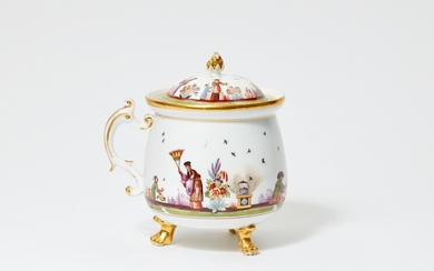 A Meissen porcelain cream pot with late Hoeroldt Chinoiseries