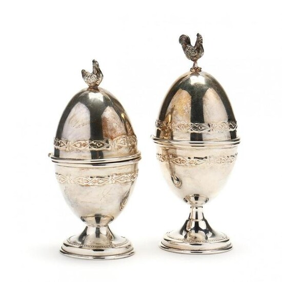 A Near Pair of Continental Sterling Silver Egg Cups