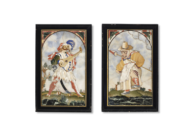 A PAIR OF FLORENTINE PIETRE DURE PANELS BY BACCIO CAPPELLI, 1704 AND 1706, AFTER ENGRAVINGS BY JACQUES CALLOT