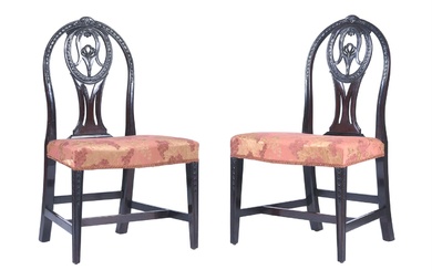 A PAIR OF HEPPLEWHITE DESIGN DINING CHAIRS, IN GEORGE III STYLE