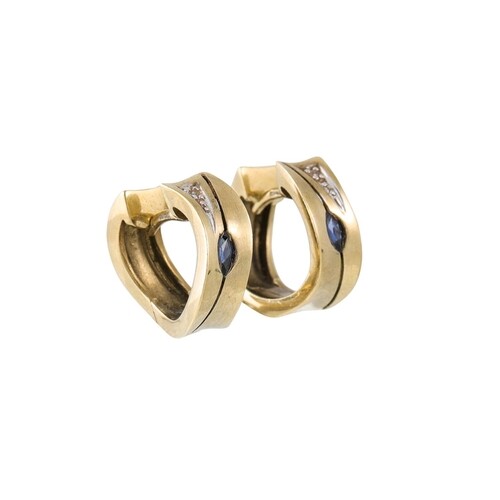 A PAIR OF HINGED HOOP EARRINGS, mounted in 9ct yellow gold a...