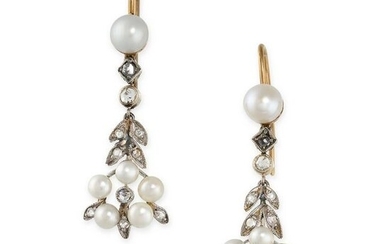 A PAIR OF PEARL AND DIAMOND EARRINGS, EARLY 20TH