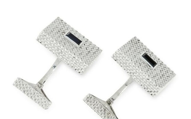 A PAIR OF SAPPHIRE CUFFLINKS, FRED in 18ct white gold