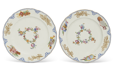 A PAIR OF SEVRES PORCELAIN PLATES PROBABLY FROM THE LOUIS...