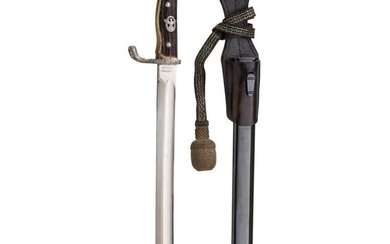 A PSS police bayonet with portepee and leather frog, maker Rich. A. Herder, Solingen