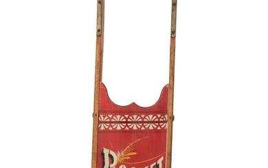 A Painted and Stenciled Wood "Rocket" Sled