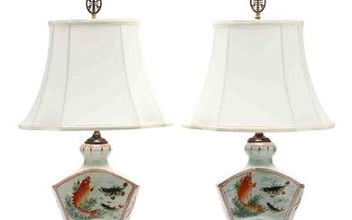 A Pair of Contemporary Chinese Porcelain Table Lamps