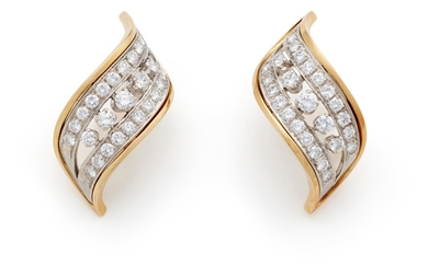 A Pair of Diamond and Gold Earrings