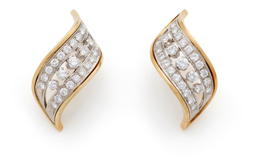 A Pair of Diamond and Gold Earrings